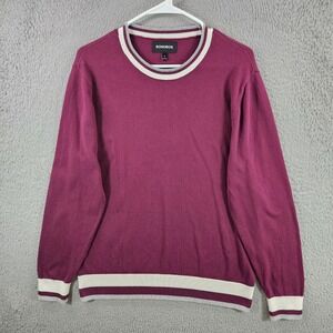 Bonobos Mens Crewneck Sweater Small Burgundy Contrast Tipping Cotton Blend Knit